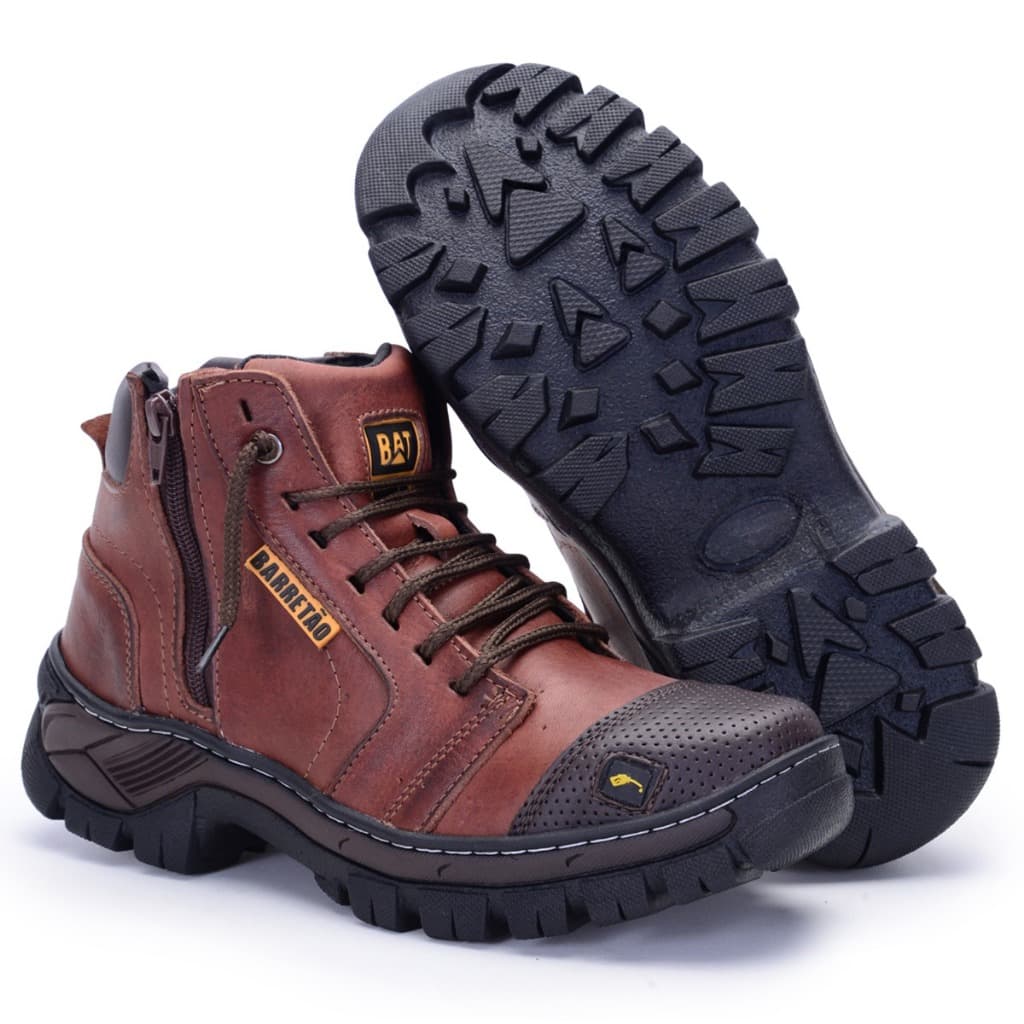 Botina Bota Coturno Masculino Com Solado Tratorado Adventure Pinhão Cadarço Ziper