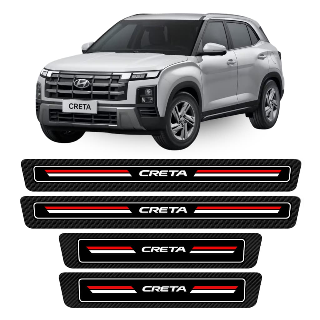 Kit Soleira Resinada Proteção 4 Portas 8 Peças Carro Hyundai Creta Premium