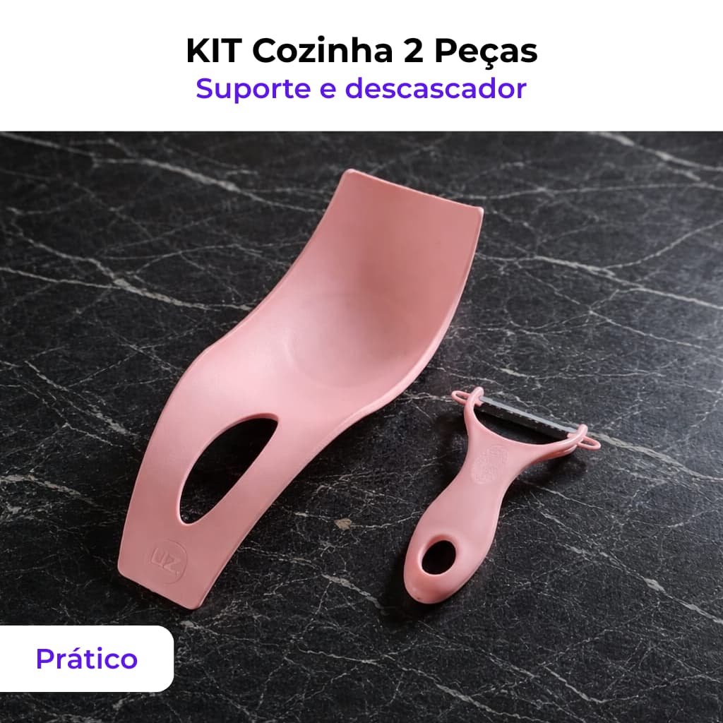 KIT Suporte para colher + descascador de legumes - Apoio de colher descanso