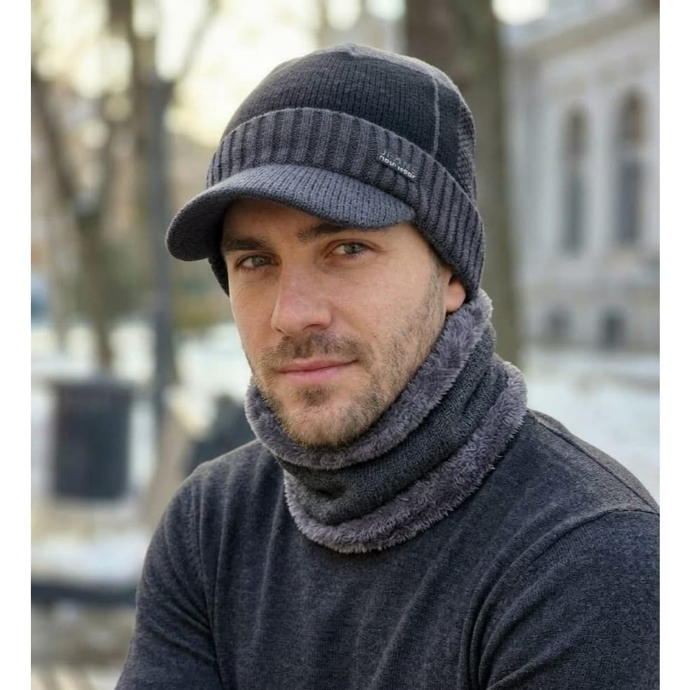 Kit Boné Boina Gorro Cachecol Beanie Forrada Lã Inverno