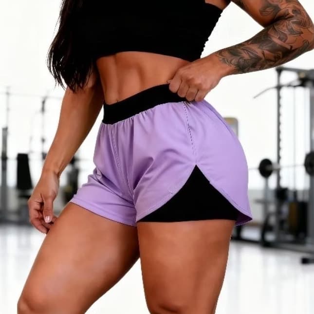 SHORT DUPLO FITNESS FEMININO 2 EM 1 ACADEMIA – CONFORTO EXTREMO + NÃO FICA TRANSPARENTE