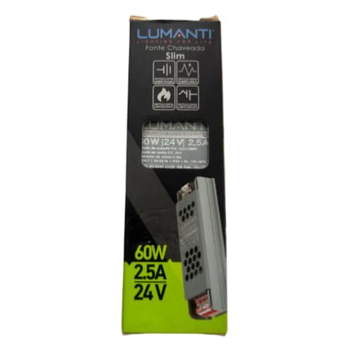Fonte 60W 24V 2,5A Lumanti Slim Bivolt Ideal para Fitas LED e CFTV