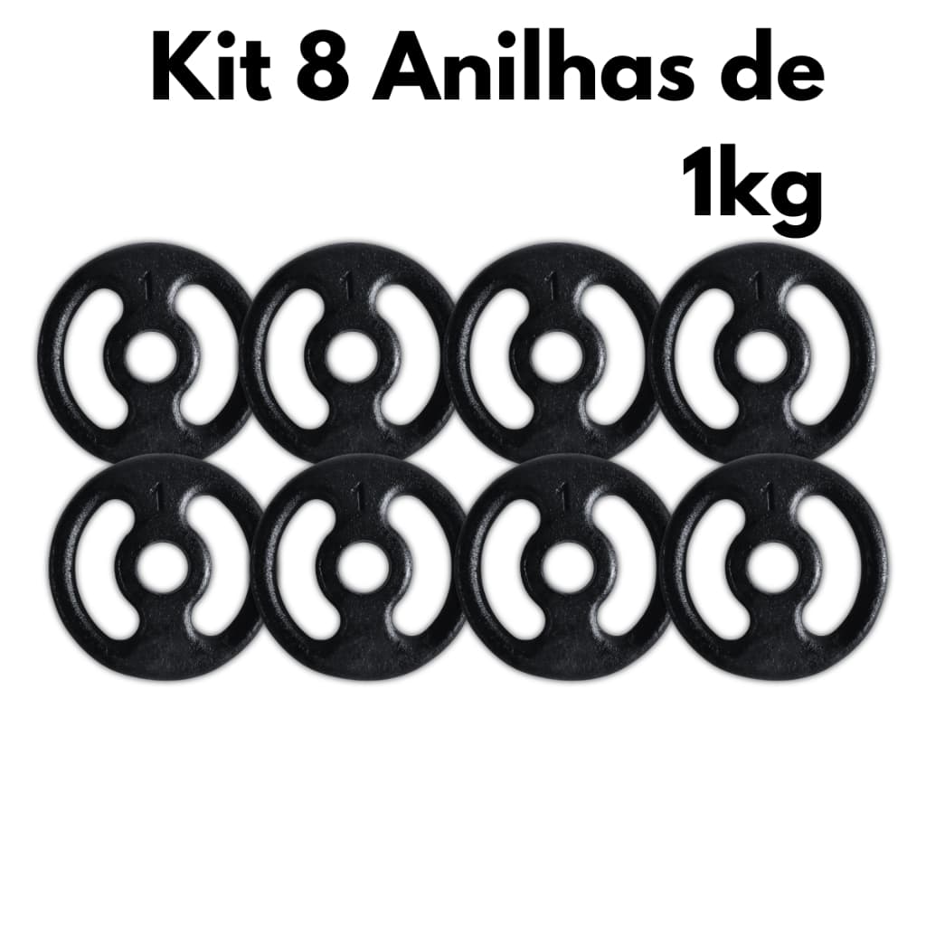 Kit 8 Anilhas 1kg  Musculação Academia e Treino em Casa Resistentes e Duráveis