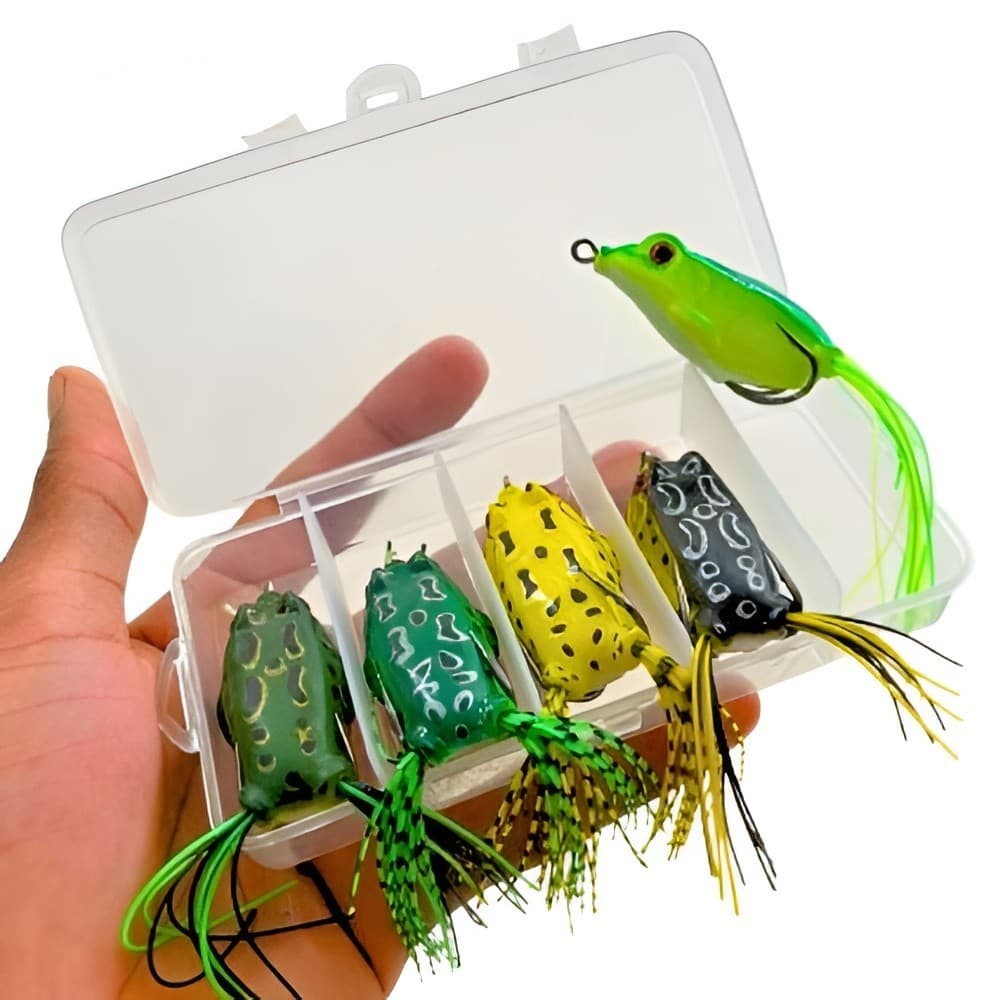 Kit 5x Isca Artificial Sapo Sapinho Frog 5,5cm 4g Anzol Duplo Anti Enrosco para Pesca Traira
