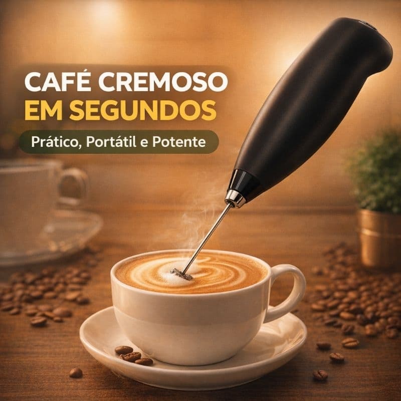 Mini Mixer Elétrico Portátil Turbo Espumador de Leite Cappuccino Drinks Inox Super Potente Fácil de Limpar 1un