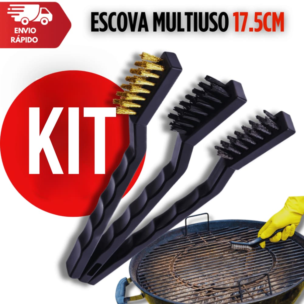 Conjunto Escovas de Aço Multiuso Latão e Nylon Para Limpeza Pesada Doméstica E Uso Profissional