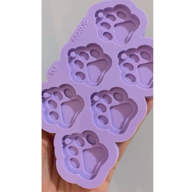 Molde de Silicone patinhas Pet chaveiros