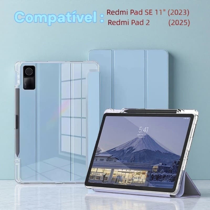 Capa Airbag Transparente  para Xiaomi Redmi Pad SE 11" 2023 / Redmi Pad 2 2025 – Silicone Macio com Porta-Lápi