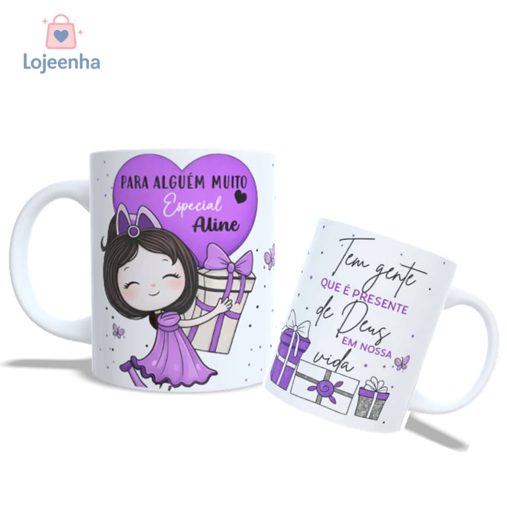Caneca Personalizada - Presente de Deus - Caneca Menina - Caneca Presente - Caneca Roxa - Caneca Presente