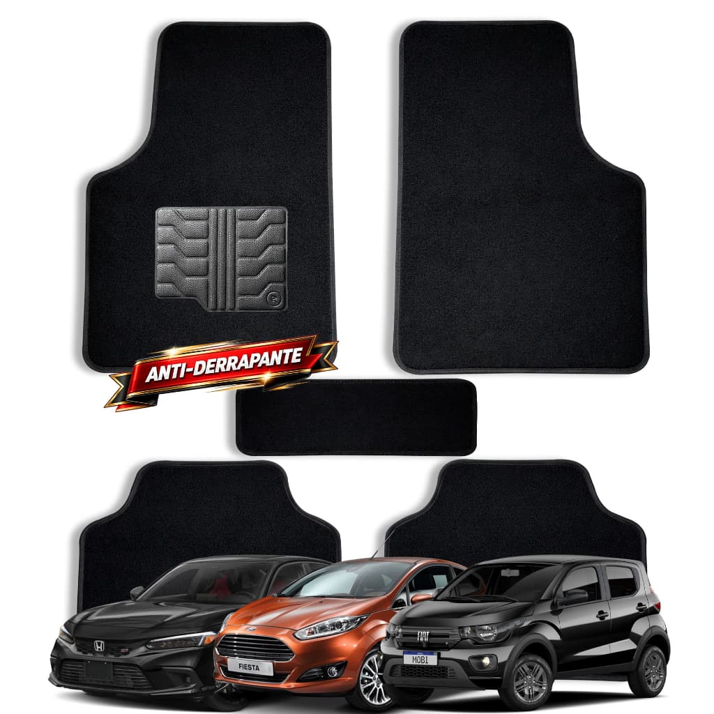 KIT Jogo Tapete Carpete CARRO com Bate-Pé Reforçado Durável Universal Antiderrapante
