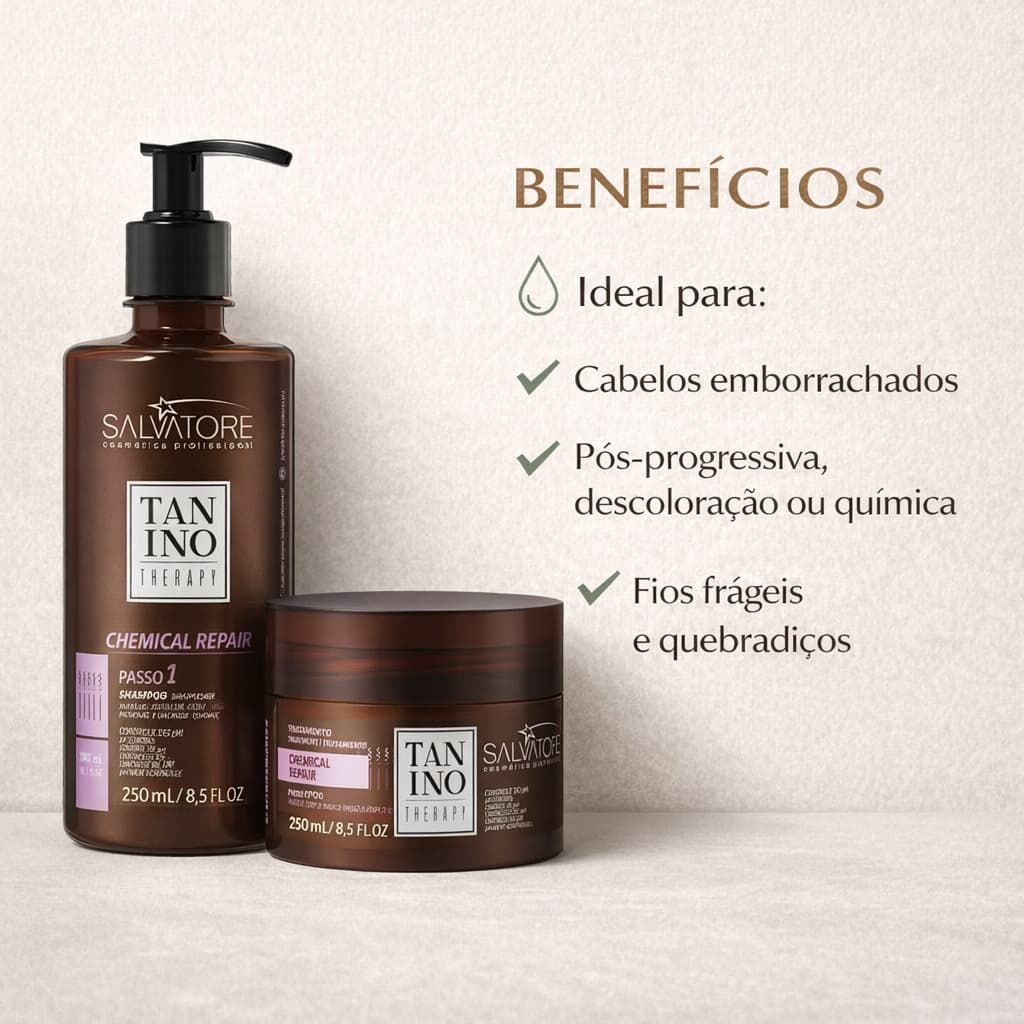 Salvatore Kit Chemical Repair Reconstrução Pós Química Anti Emborrachamento Cabelos Danificados
