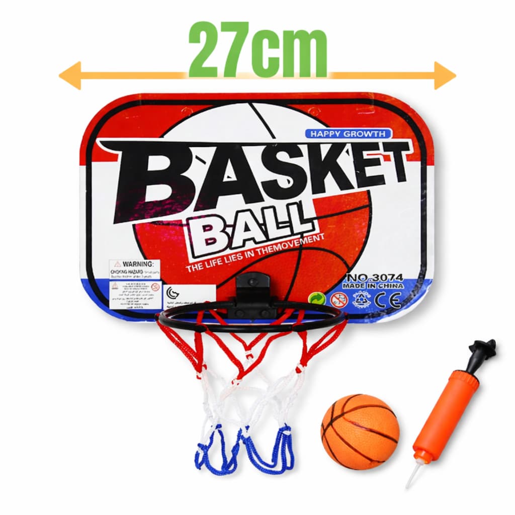 Cesta Tabela de Basquete Rede e Bola Infantil Brinquedo