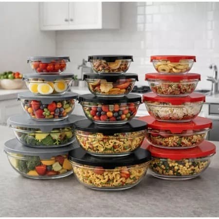 Kit 5 Potes de Vidro com Tampa Hermética Organizador de Alimentos Freezer e Micro-ondas
