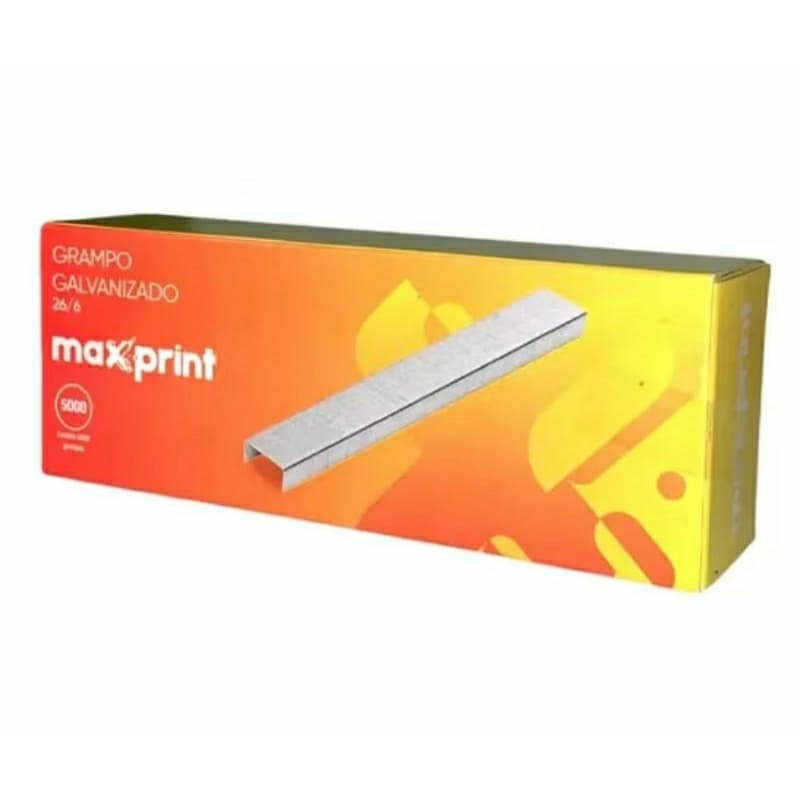 Grampos para Grampeador 26/6 Galvanizados Caixa com 5.000 Grampos Maxprint
