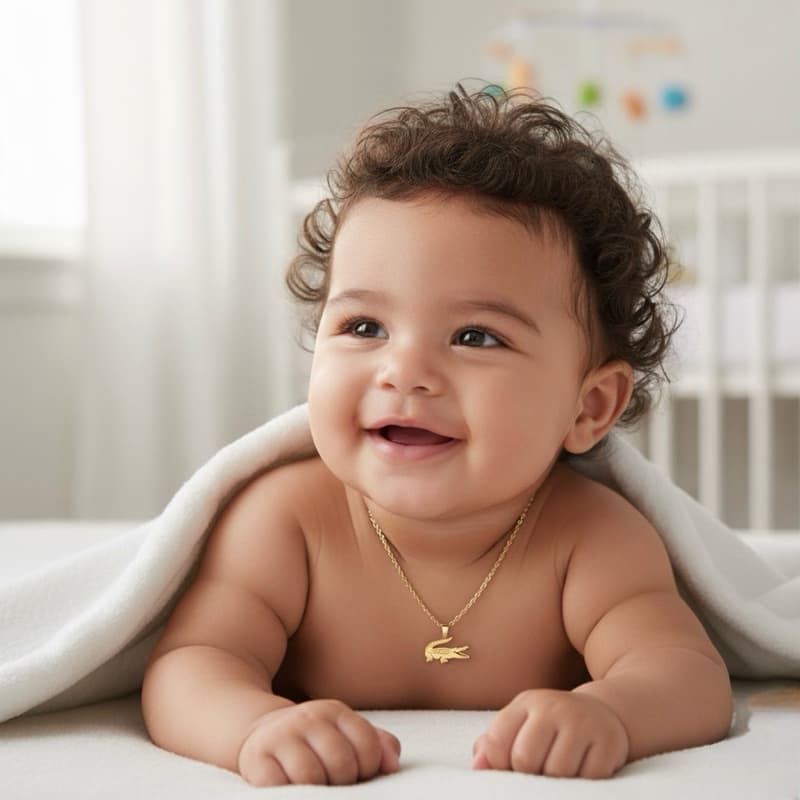 corrente baby bebê e infantil  personaliza  folheada a ouro aço inoxidável