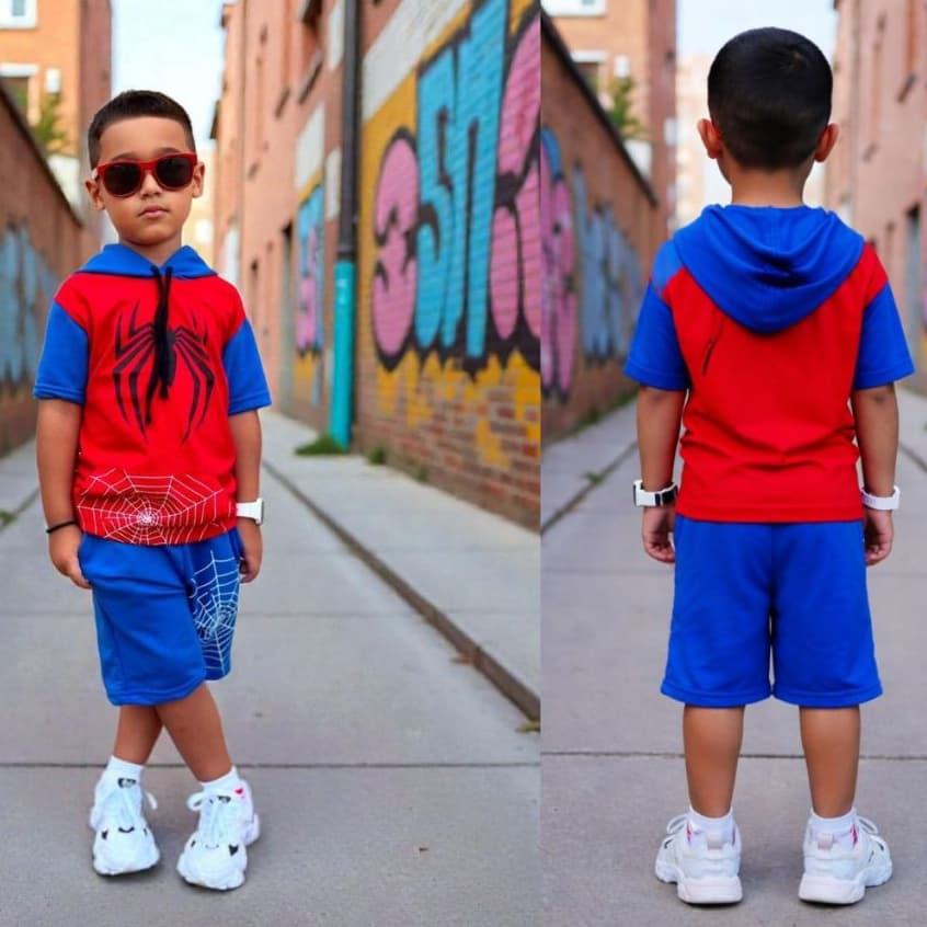 Camiseta Infantil Spiderman + Bermuda Homem - aranha personagens roupa de criança temática