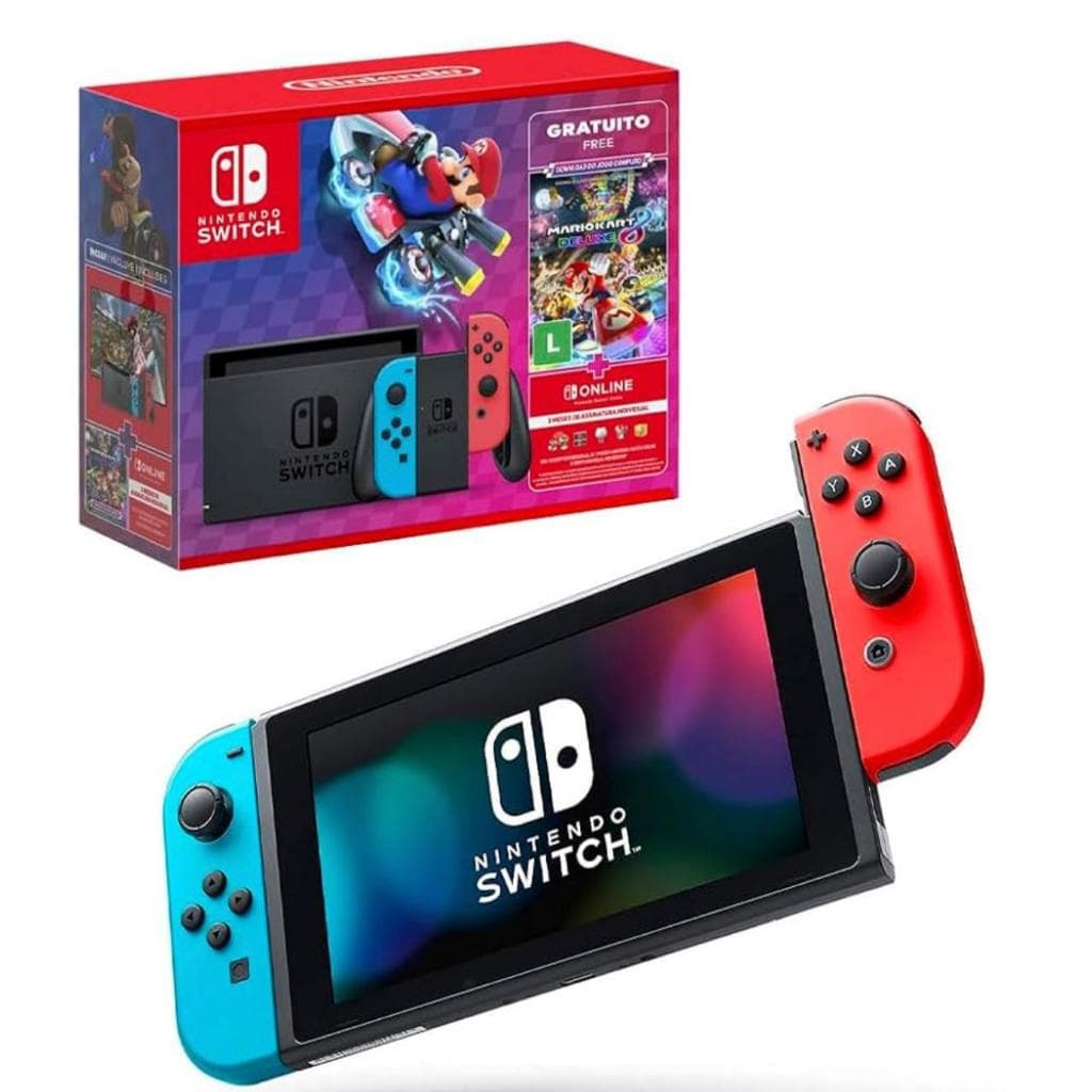 Console Nintendo Switch + Joy-Con Neon + Mario Kart 8 Deluxe + 3 Meses de Assinatura Nintendo Switch