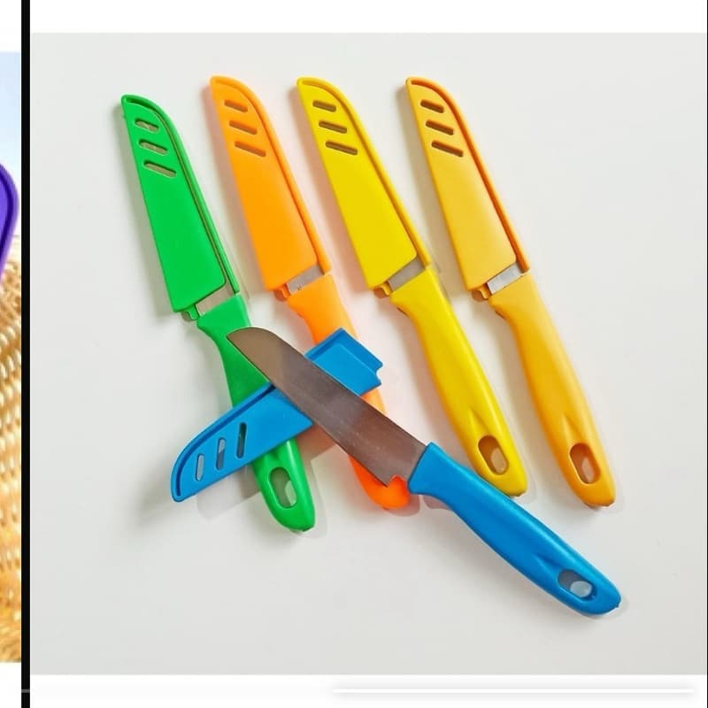 Faca Aço Inox com Capa Protetora - Versátil, Compacta e Segura para Cozinha e Aventuras