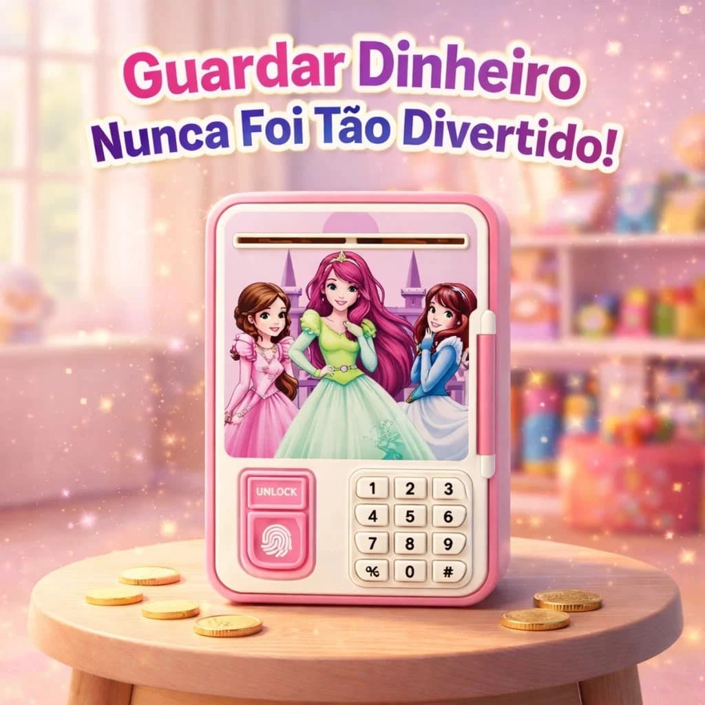 Cofre Eletrônico Infantil Rosa com Senha e Digital – Proteja as Economias das Crianças com Diversão e Segurança!
