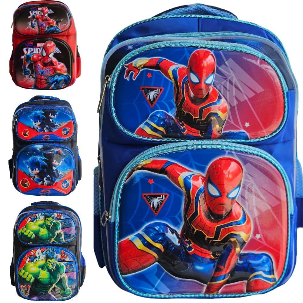 Mochila Infantil Escolar Menino Bolsa Masculino Sonic Feminino Menina Personagem Homem Aranha Escola Passeio Led Luz