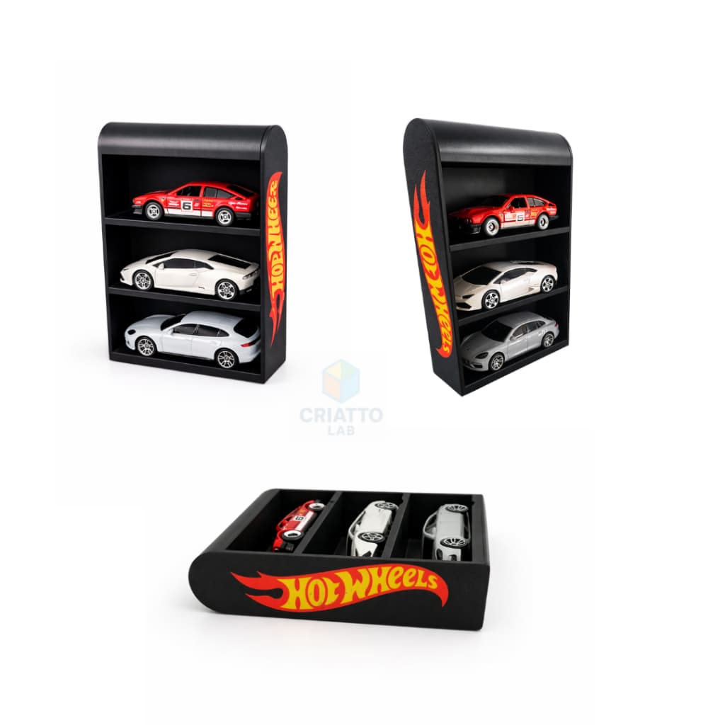 Expositor Hot Wheels 1:64 para 3 Carrinhos Miniaturas Display Colecionador