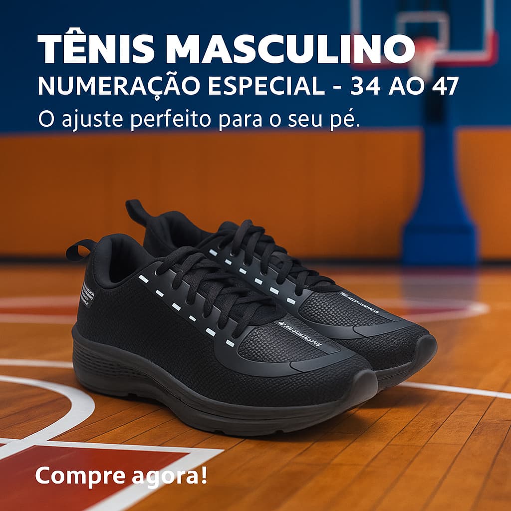 Tênis Masculino Esportivo | Numeração Especial 34 ao 47 Conforto e Ajuste Perfeito | COMPRE AGORA!