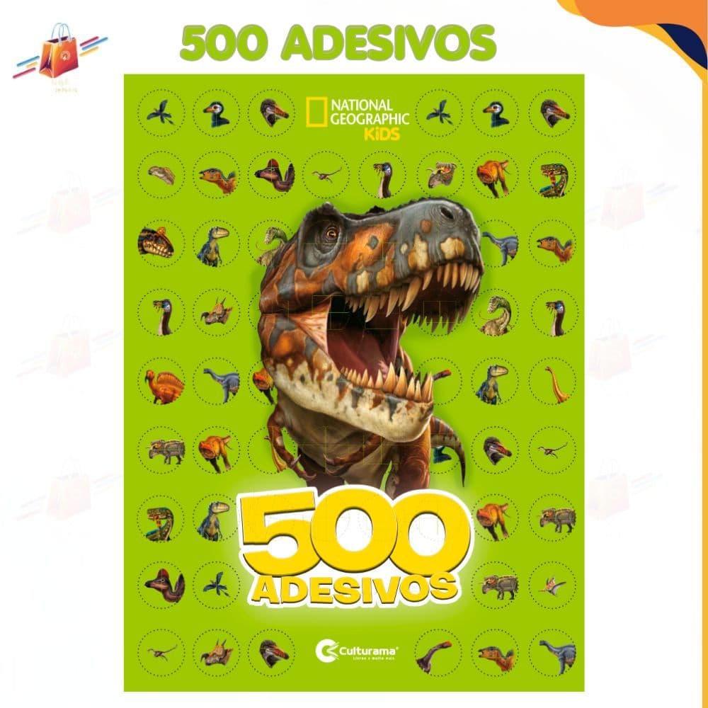 Livro 500 Adesivos Dinossauro Dino Nat Geo Kids Diversão e Aprendizado