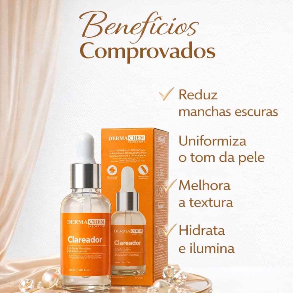 Sérum Clareador Dermachem - Anti Manchas Uniformiza Tom da Pele 30ml