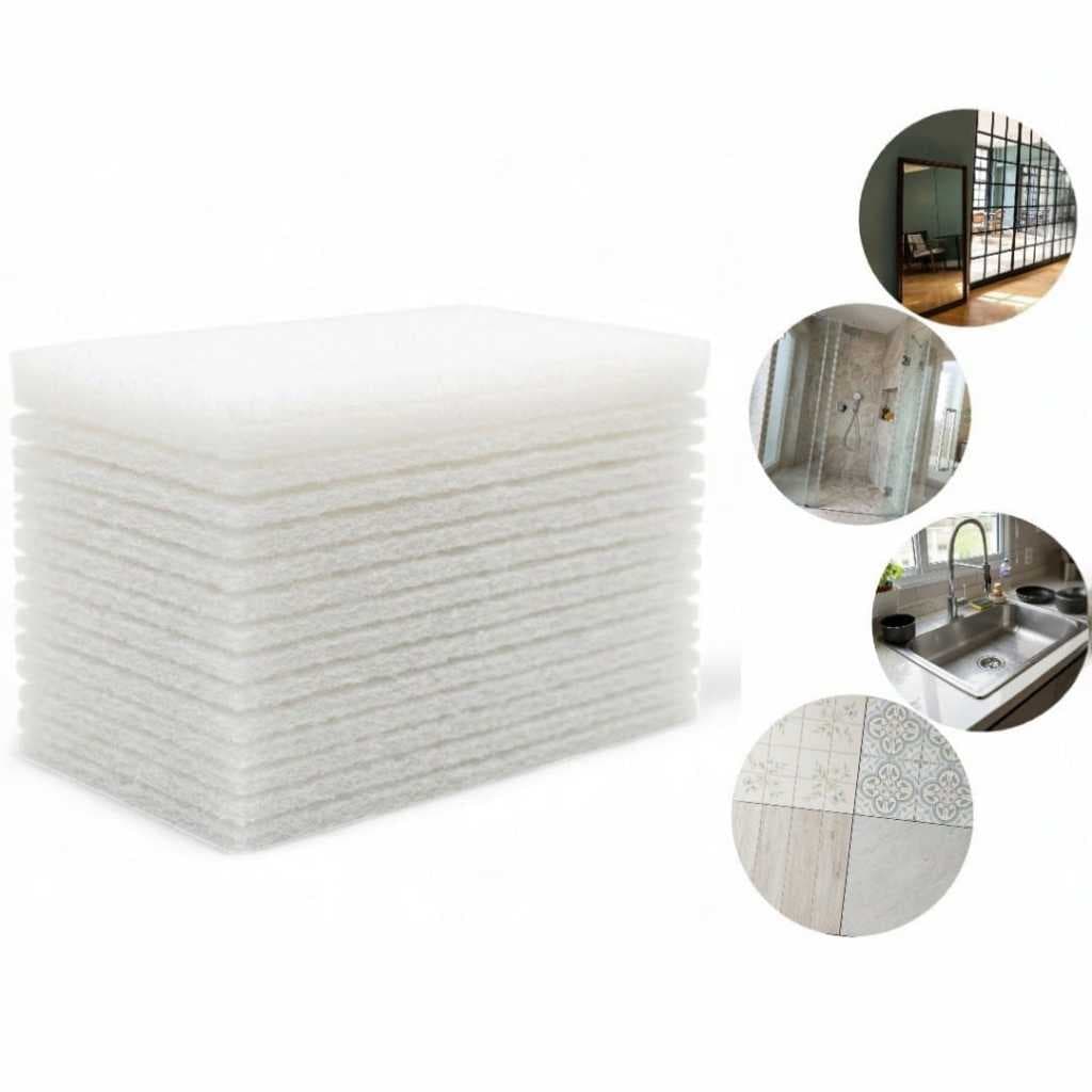 Kit 3M Scotch-Brite Fibra Branca 6 Unidades Limpeza Leve Vidros Inox Pia Fogão Não Risca