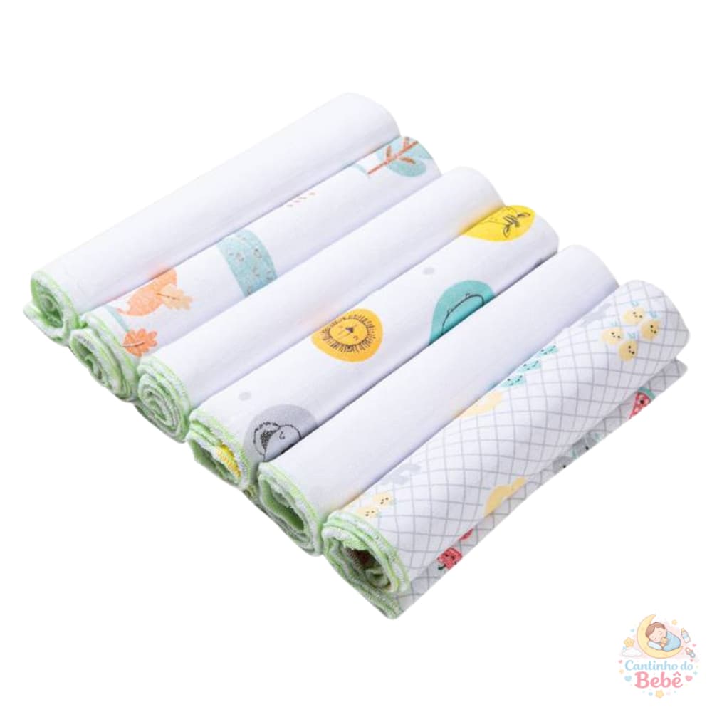 KIT 12 PANINHOS DE BOCA PARA BEBÊ 100% ALGODÃO CONFORTÁVEL ALTA ABSORÇÃO