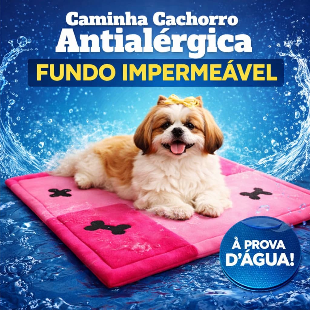 Cama Cachorro Colchonete Pet Lavável Tecido Antialérgico Bordado 4 Ossos Macio Para Piso Frio