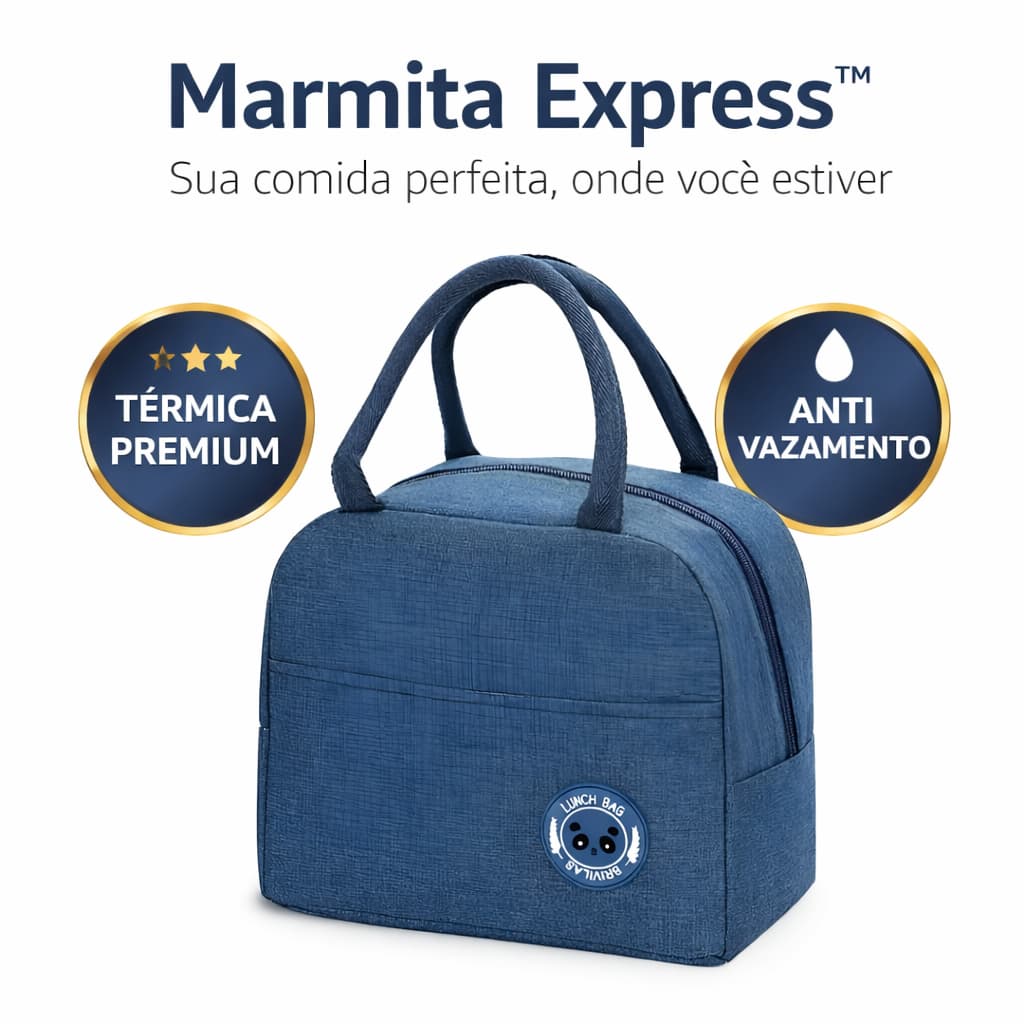 Bolsa Térmica Marmita Express™ Lancheira com Bolso Lateral - (Cores Sortidas)