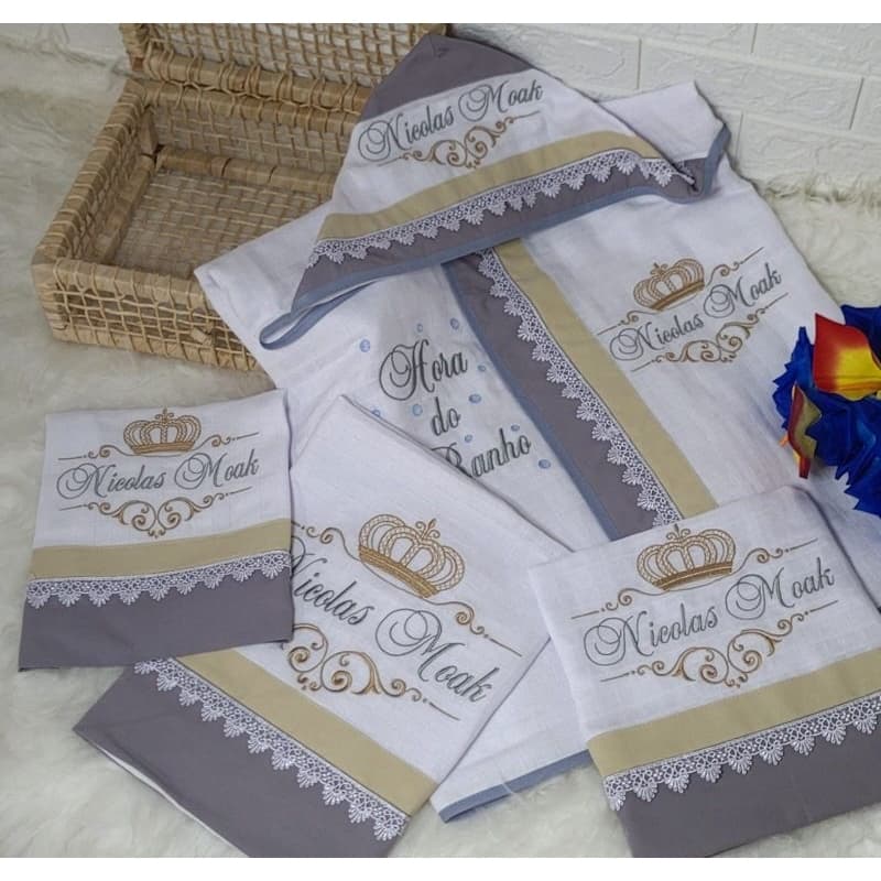 kit 6 peças 1 toalha capuz tecido fralda + 2 fralda 70x70 + 3 fraldinhas de boca 35x35