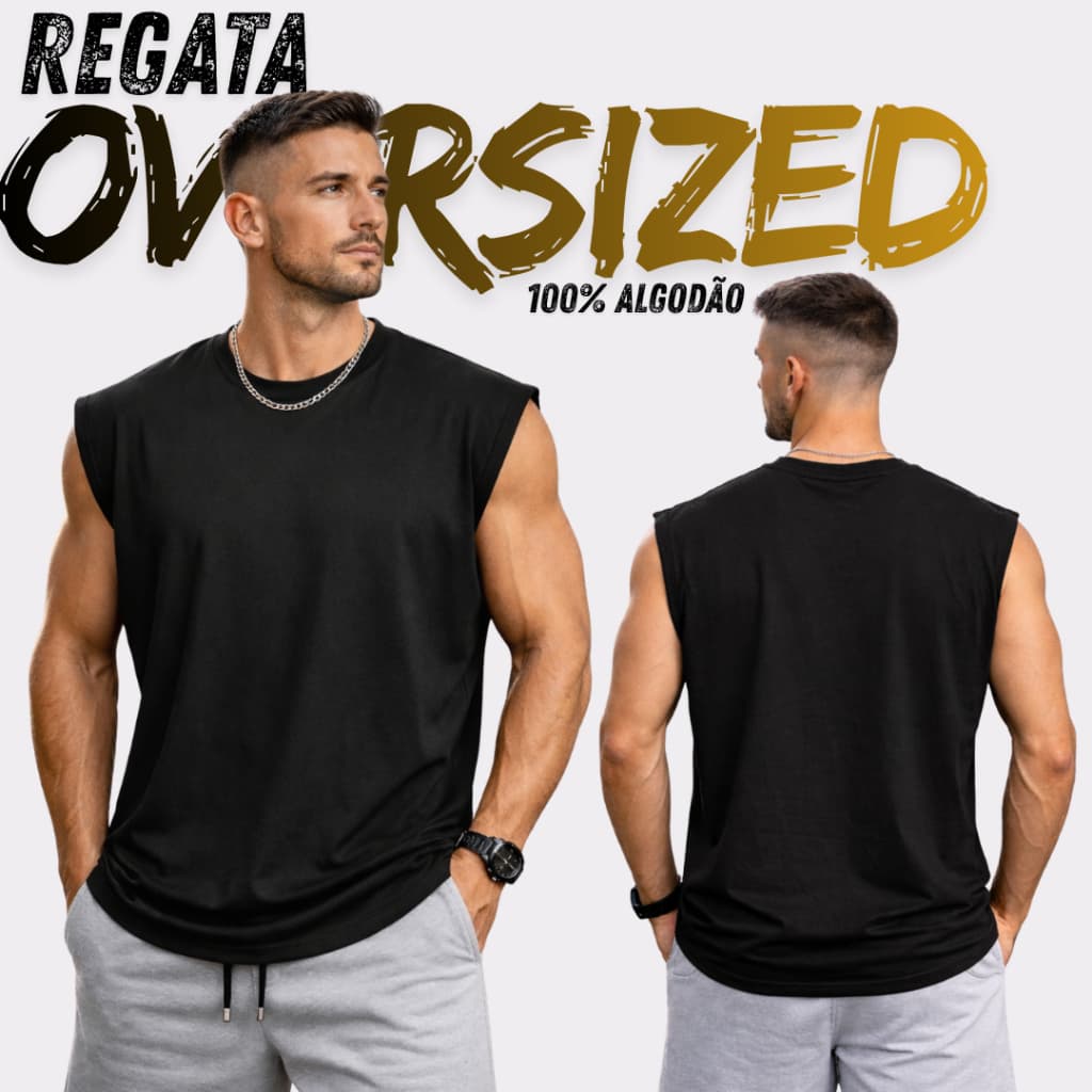 Regata Oversized Masculina StreetWear Academia Treino Musculação