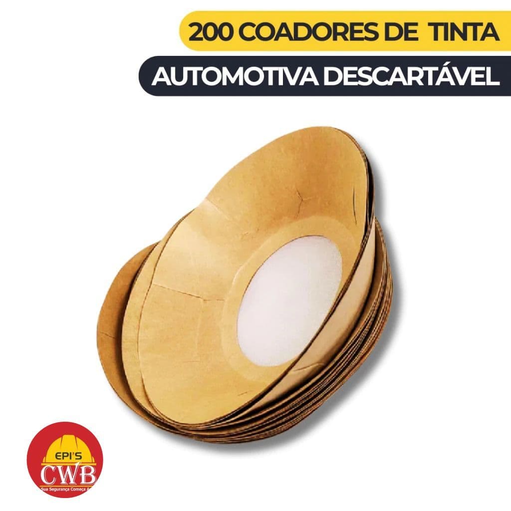 KIT 200 Uni. Coador de Tinta Automotiva | Papelão e Nylon - Ótima Filtragem e Retenção de Impurezas