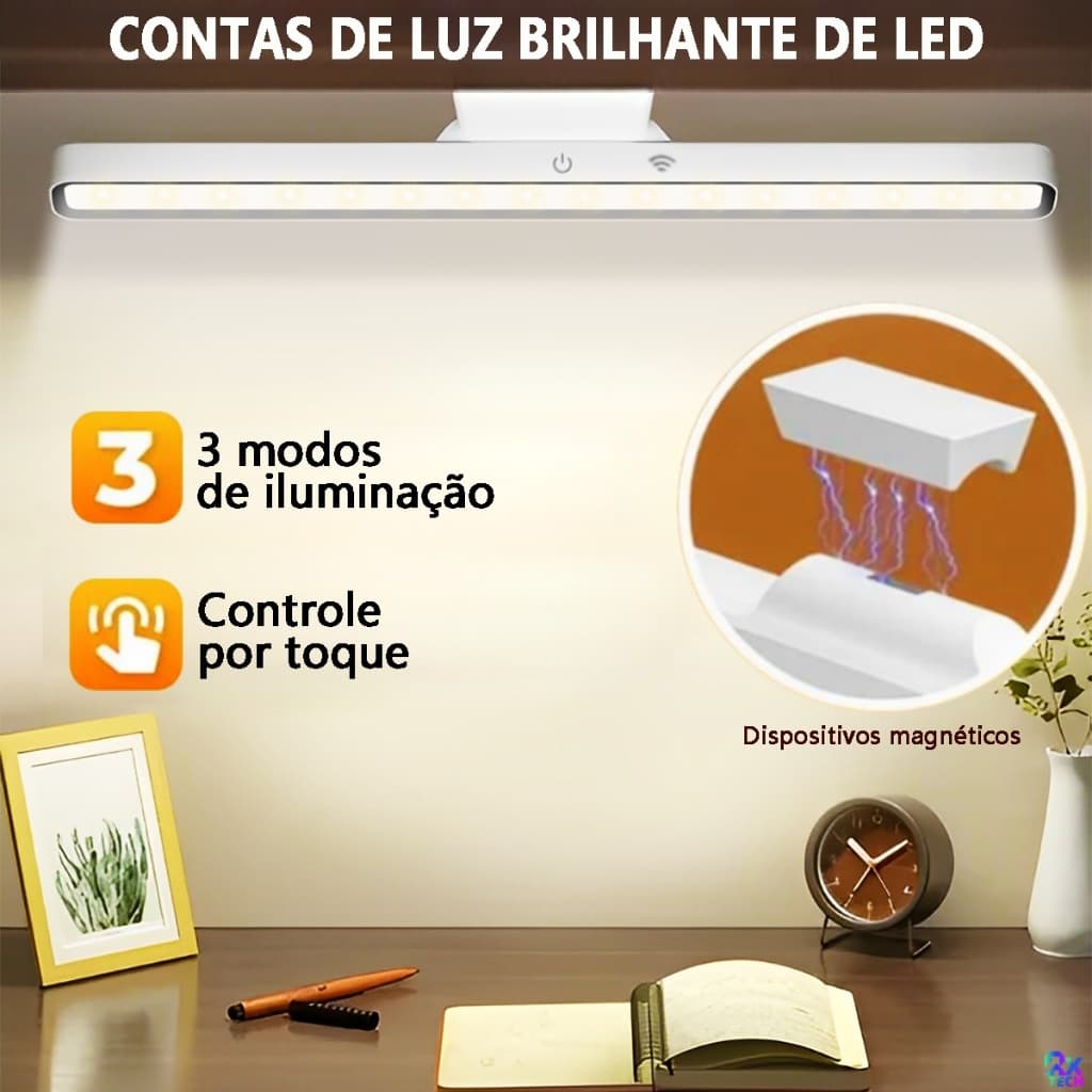 Luminária De Led Sobrepor Bastão Recarregável Sem Fio Com Suporte Magnético E Touch