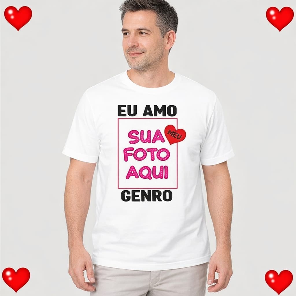 Camiseta Personalizada Com Foto EU AMO MEU GENRO / EU AMO MINHA NORA / EU AMO MINHA SOGRA