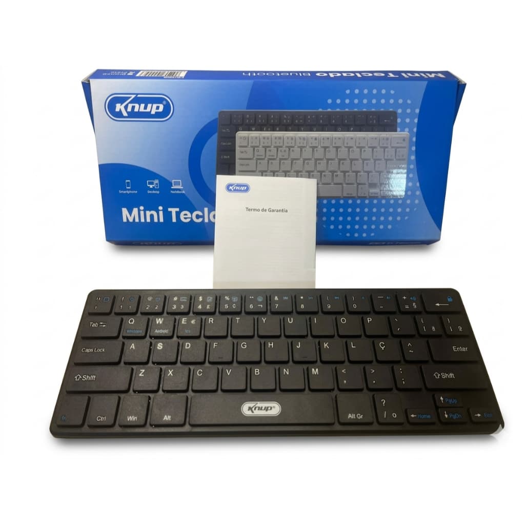 Mini Teclado Bluetooth Knup Sem Fio Compacto Para Celular Tablet Notebook Smart TV Android iOS