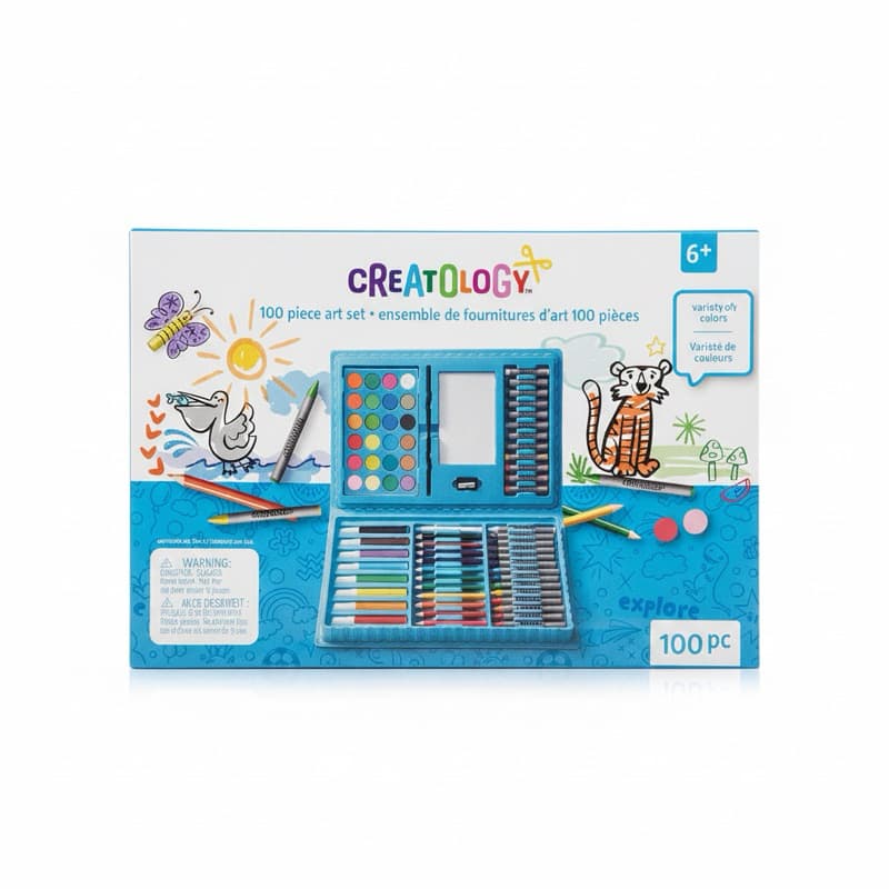 Maleta de Arte 100 Peças Creatology Infantil 6+ com Aquarela Lápis Canetinhas Estojo Completo