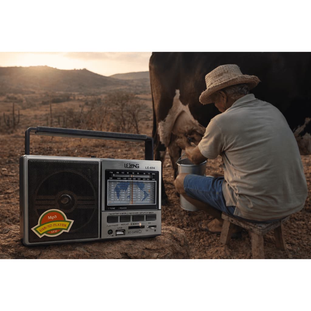 Rádio Portátil AM FM SW Bluetooth USB SD Lelong LE-604 Recarregável Alta Potência