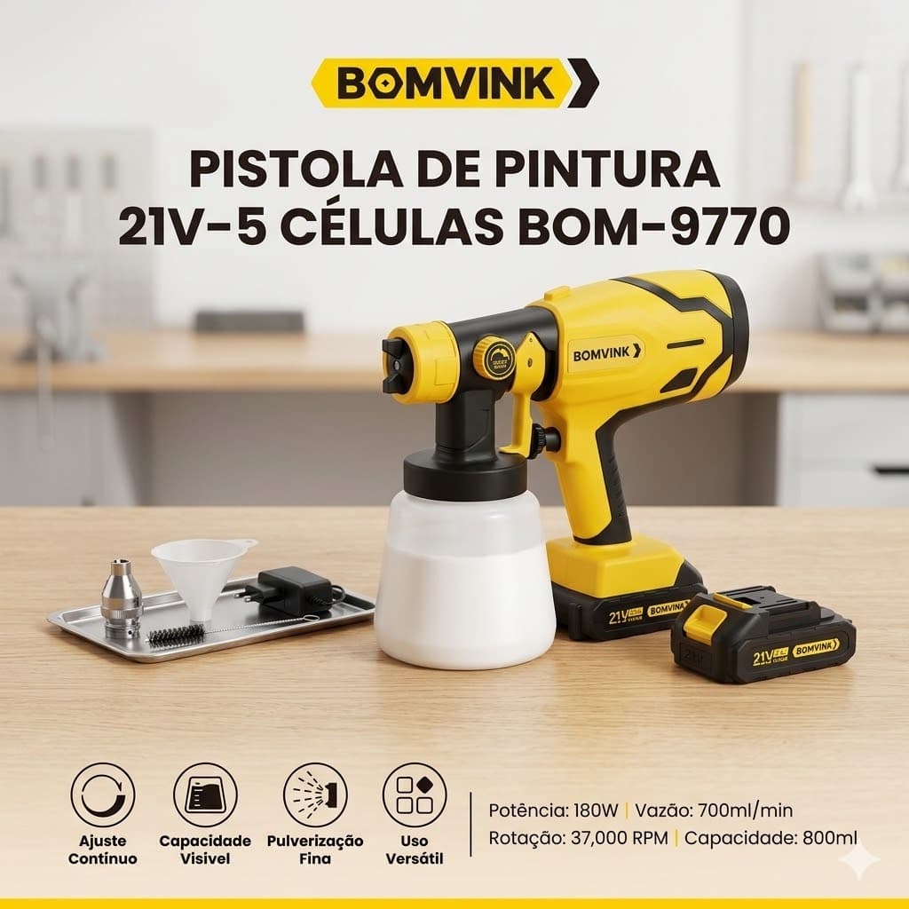 Pistola de pintura 21v 5 celulas bomvink -9770
