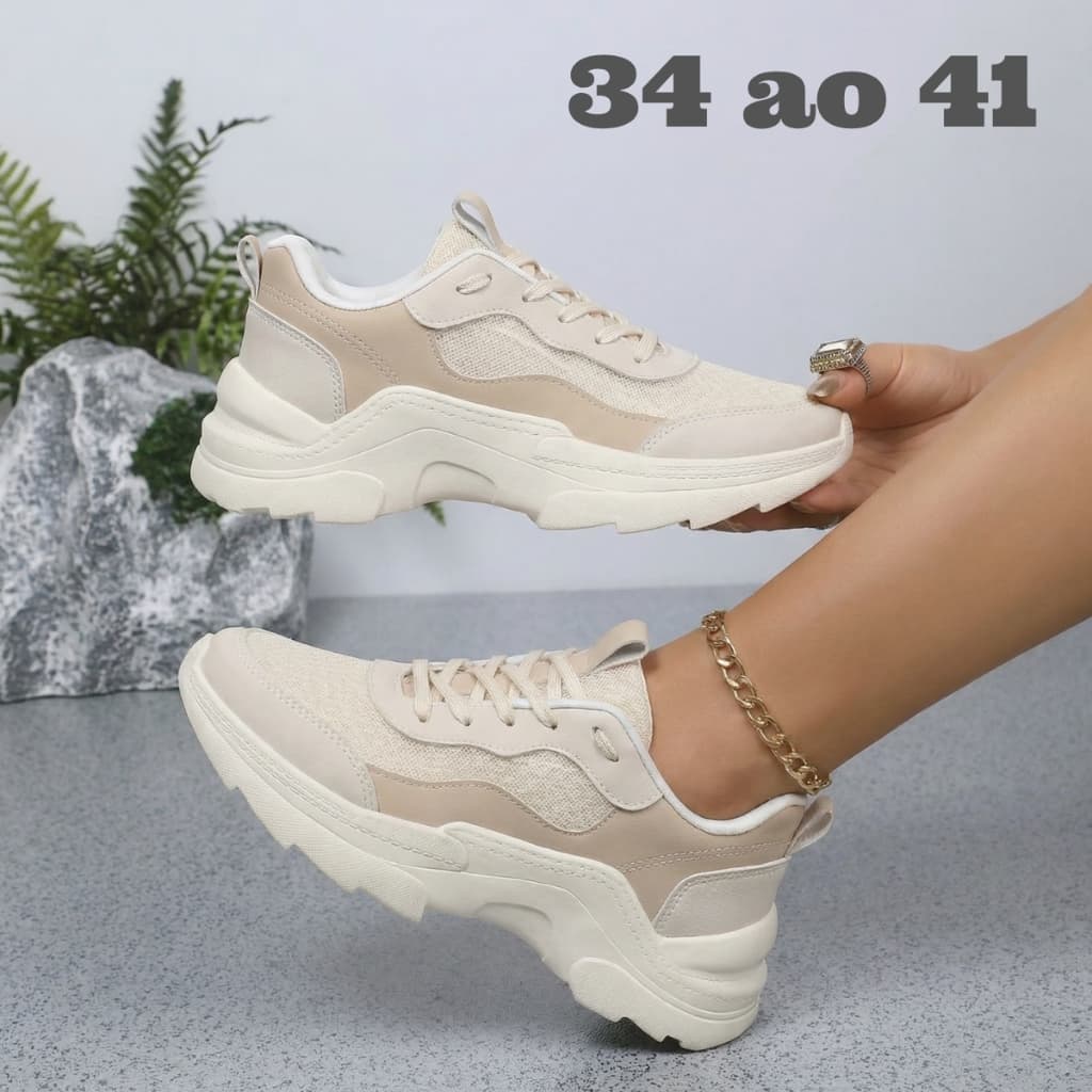 Tênis Feminino Plataforma Alta Robusto Elegante e Super Resistente