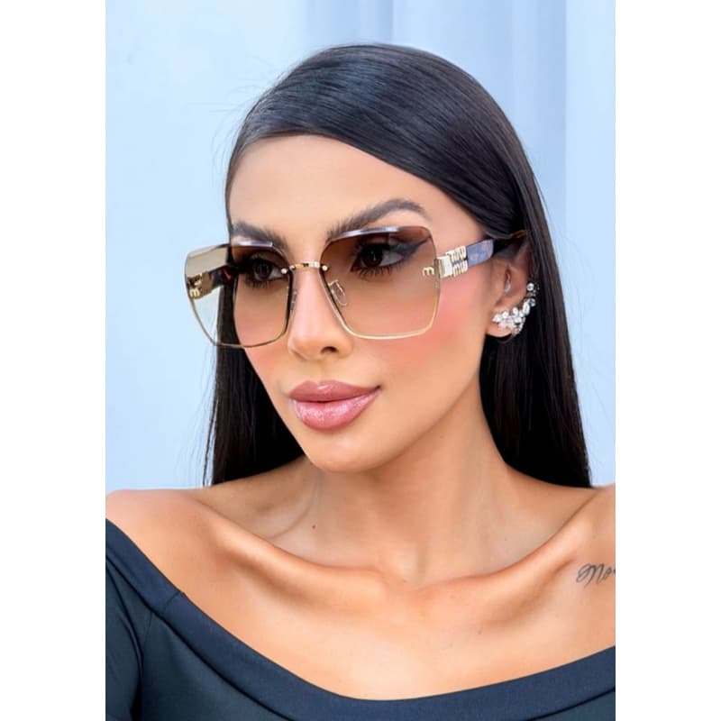Oculos de sol Feminino Luxo Quadrado Grande Lente Degrade Uv400 Varias Cores Fashion 2026 - Maya