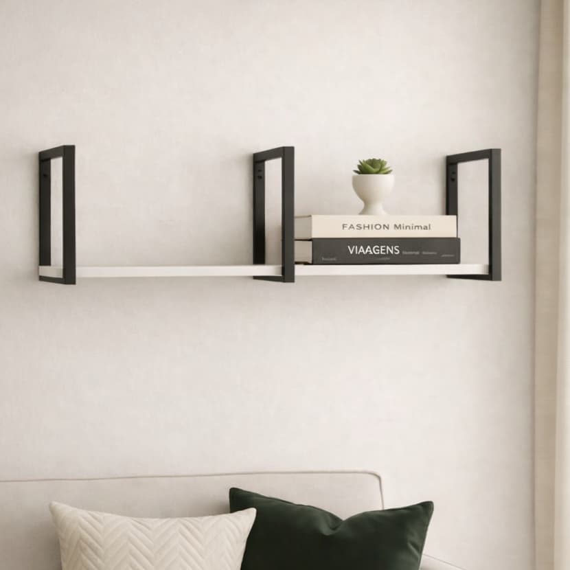 Prateleira Industrial Suspensa 1 Metro com Madeira MDF de Parede