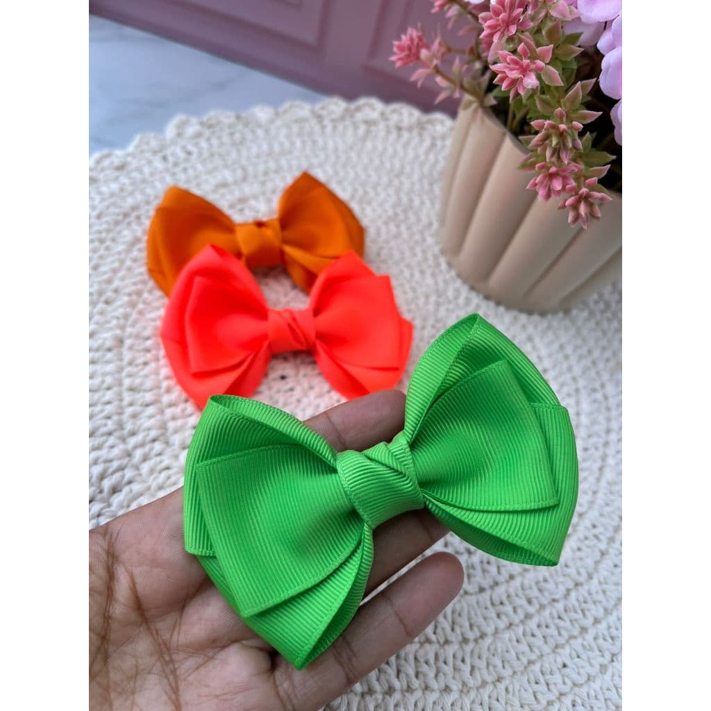 Laço De Cabelo Cruzado Neon Presilha Bico de Pato Infantil Acessórios Menina Laço Infantil Neon Laço Menina Laço Escolar