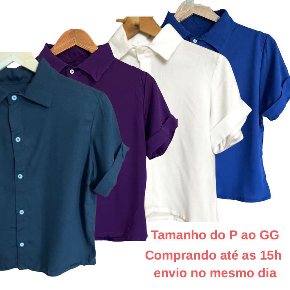 Camisa Feminina Blusa Branca Feminina Camisa de Botao Branca
