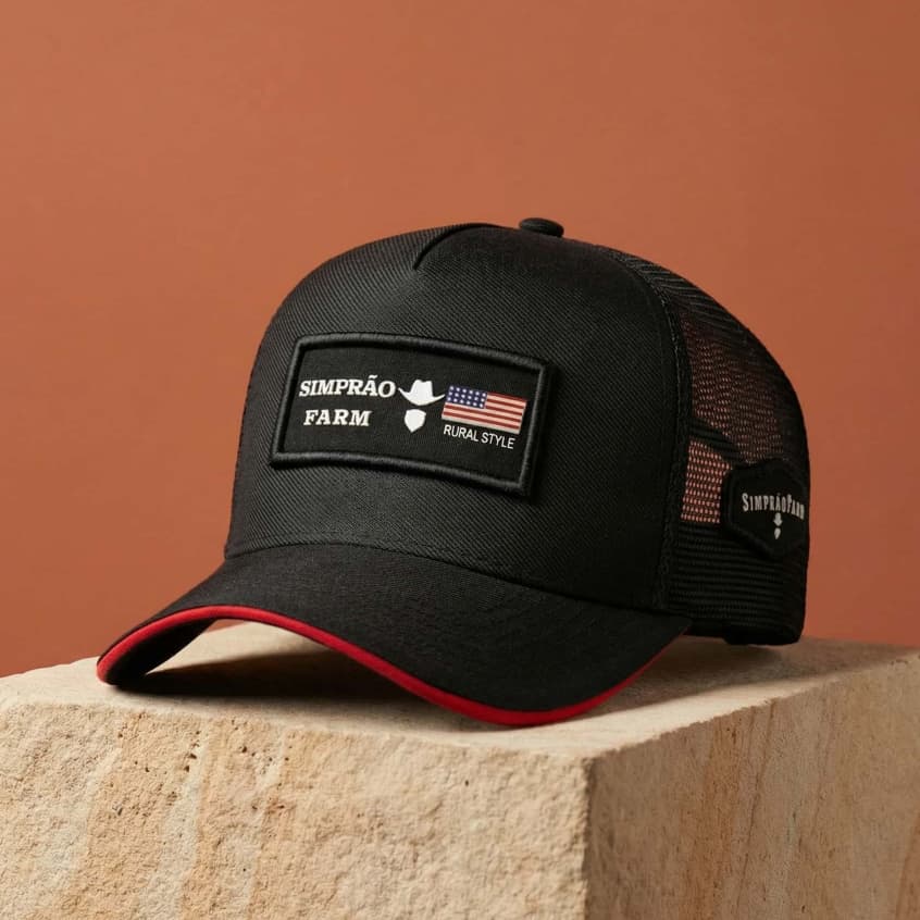 Boné Trucker Country Simprão Farm Telinha Premium Comboy Aba Curvada Rural Style Masculino Original