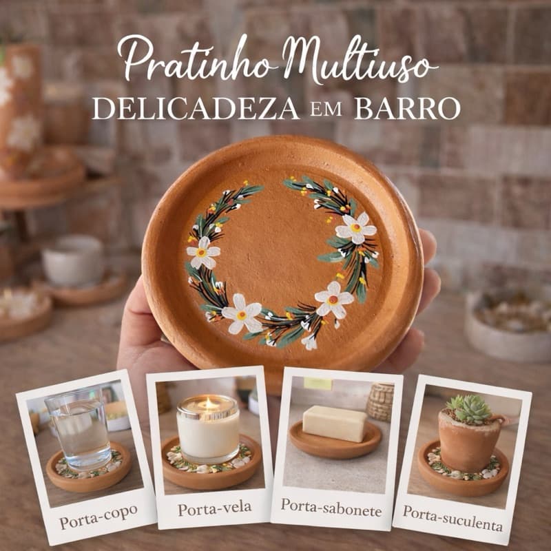 Pratinho Delicadeza em Barro – Linha Artesanal Multiuso