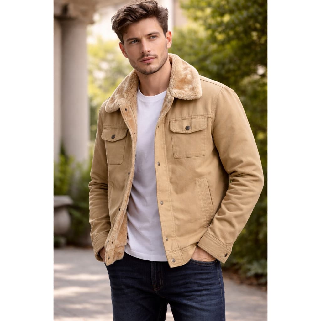 Jaqueta Bomber De Sarja Forrada Slim Fit Importada Frio