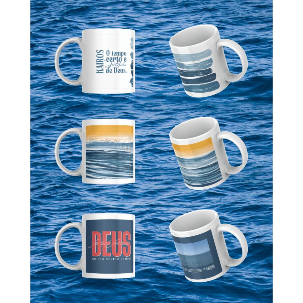Caneca Porcelana 325ml Maré & Graça | Estampas Cristãs Exclusivas